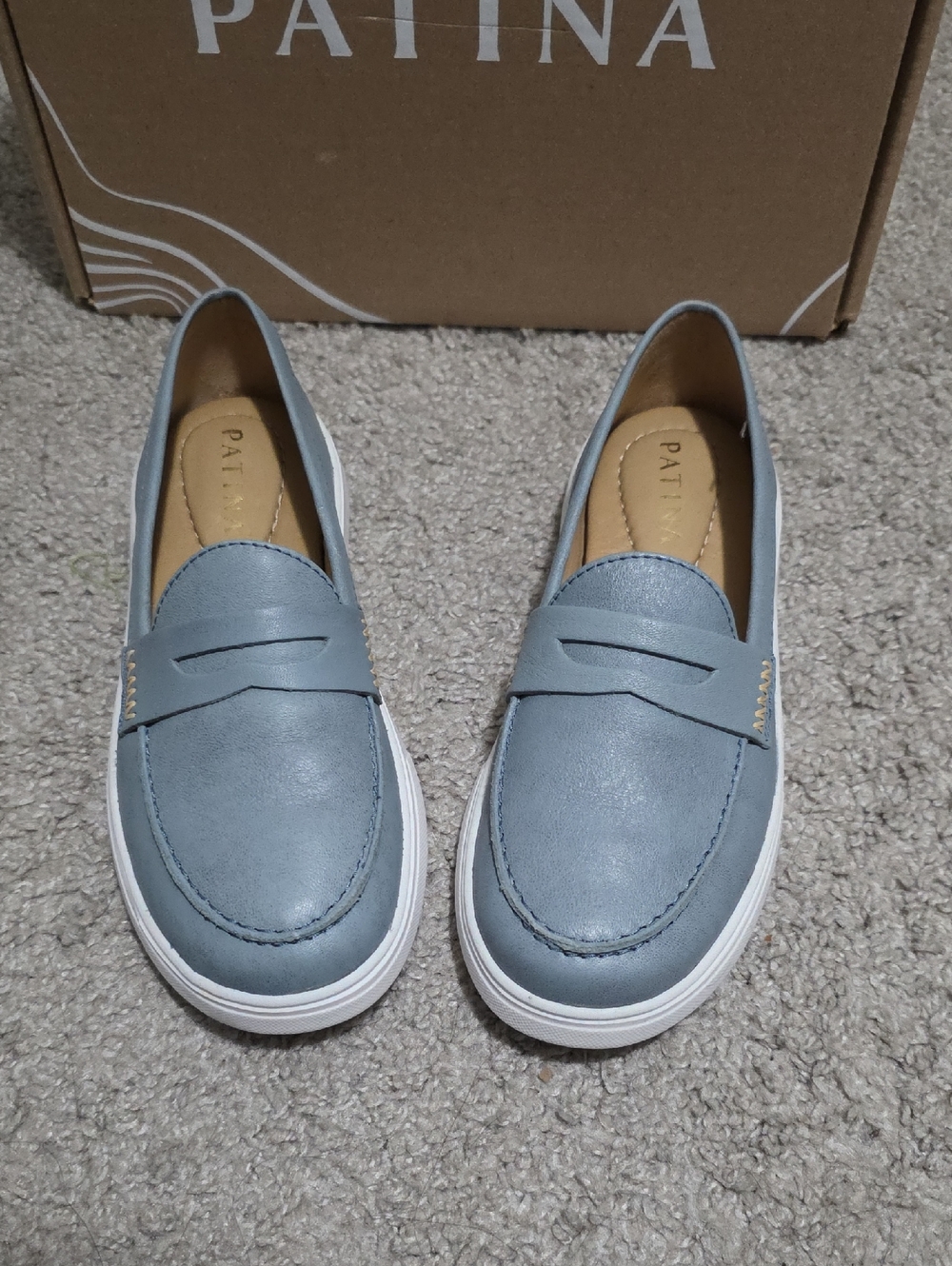 Portland Leather Goods PLG Patina Boardwalk Penny Loafers Glacier Blue 6.5
